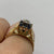 Sapphire & Diamond Retro Square Textured Ring 18ct 18k Yellow Gold  - Size O 1/2