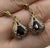 Onyx & Diamond Pear Drop Stud Earrings 9ct 9k Yellow Gold