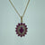 Ruby & Diamond Halo Pendant 9ct 9k Yellow Gold