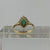 Green Stone & CZ Marquise Halo Cluster Ring 9ct 9k Yellow Gold - Size O