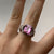 Pink Topaz Emerald-Cut Solitaire Ornate Ring 9ct White Gold - Size N 1/2