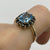 Blue Topaz & Sapphire Halo Cluster Ring 9ct 9k Yellow Gold - Size P 1/2