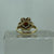 Garnet Daisy Flower Ornate Cluster Ring 9ct 9k Yellow Gold - Size P