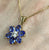 Tanzanite CZ Daisy Flower Pendant Curb Chain Necklace 9ct 9k Yellow Gold - 20"