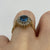 Blue Topaz & Diamond .20ct Halo Cluster Ring 9ct 9k Yellow Gold - Size K