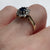 Diamond & Sapphire Daisy Flower Cluster Ring 9ct 9k Yellow Gold  - Size L 1/2