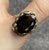 Smoky Quartz Ornate Ring 9ct 9k Yellow Gold - Size T