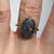 Synthetic Black Opal Frilled Edge Ring 9ct 9k Yellow Gold  - Size O