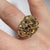 Nugget 70s Style Cluster Florentine Finish Statement Ring 9ct 9k Yellow Gold  - Size T