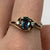 Teal Blue Topaz & CZ Twist Swirl Ring 9ct 9k Yellow Gold - Size R