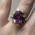 Ornate Created Alexandrite Cocktail Ring 9ct 9K Yellow Gold - Size K