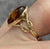 Amber Marquise Cabochon Knot Shank Ring 9ct 9k Yellow Gold - Size J