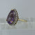 Pear Cut Amethyst With Diamond Halo Ring 9ct 9k Yellow Gold - Size K