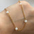 White Beaded Chain Necklace 9ct 9k Yellow Gold 18" Inches