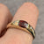 Checker Cut Garnet & Diamond Gypsy Ring 9ct 9k Yellow Gold - Size V