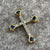 Heart Sapphire & Diamond Cross Pendant Two Tone 18ct 18k Yellow Gold