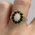 Opal & Sapphire Halo Cluster Scallop Rope Edge Ring 9ct 9k Yellow Gold  - Size N