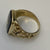 Onyx & Diamond Textured Shoulder Signet Ring 9ct 9k Yellow Gold - Size W