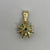 Green CZ Daisy Flower Pendant 18ct 18k Yellow Gold