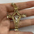 Crucifix Cross Decorative CZ Two Tone Pendant 14ct 14k Yellow White Gold