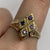 Purple CZ Ornate Four Stone Ring 9ct 9k Yellow Gold  - Size Q