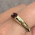 Checker Cut Garnet & Diamond Gypsy Ring 9ct 9k Yellow Gold - Size V