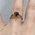 Garnet Solitaire Ring Bark Finish Heart Accents 9ct 9k Yellow Gold - Size M