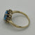 Blue Topaz & Sapphire Halo Cluster Ring 9ct 9k Yellow Gold - Size P 1/2