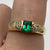 Emerald Lab Created & Diamond Cluster Ring 18ct 18k Yellow Gold  - Size N