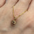 Iolite Pendant Dainty Curb Chain Necklace 10ct 10k Yellow Gold 18" Inches