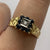 Sapphire & Diamond Retro Square Textured Ring 18ct 18k Yellow Gold  - Size O 1/2