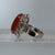 Coral Cabochon Bespoke Ornate Ring 18k 18ct White Gold - Size J