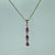 Ruby & Diamond Bar Drop Pendant 9ct 9k Yellow Gold