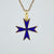 Blue Maltese Cross Pendant 18ct 18k Yellow Gold