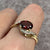 Garnet & Diamond Bypass Twist Ring 9ct 9k Yellow Gold - Size V 1/2