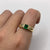 Emerald Lab Created & Diamond Cluster Ring 18ct 18k Yellow Gold  - Size N