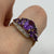 Amethyst & Diamond Ornate Cluster Ring 9ct 9k Yellow Gold - Size P