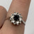 Sapphire & Diamond Daisy Cluster Ring 9ct 9k White Gold  - Size N