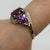 Amethyst & Diamond Ornate Cluster Ring 9ct 9k Yellow Gold - Size P