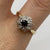 Diamond & Sapphire Daisy Flower Cluster Ring 18ct 18k Yellow Gold - Size S