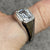 CZ Ornate Signet Band Gents Ring 9ct 9k White Gold - Size Z