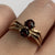 Retro Garnet Two Stone Square Shoulder Ring 9ct 9k Yellow Gold  - Size M