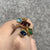 Bespoke Multi Colour Glass Foliate Vine Ring 21ct 21k Yellow Gold  - Size P