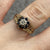 Sapphire & Diamond Daisy Flower Cluster Ring 9ct 9k Yellow Gold - Size K 1/2