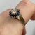 Sapphire & Diamond Daisy Flower Cluster Ring 9ct 9k Yellow Gold  - Size P