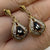 Onyx & Diamond Pear Drop Stud Earrings 9ct 9k Yellow Gold