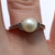 Retro Pearl Split Shoulder Tension Set Ring 9ct 9k White Gold  - Size O