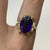 Retro Amethyst Brutalist Style Cocktail Ring 9ct 9k Yellow Gold - Size N