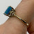 Blue Opal & Diamond Cushion Cut Ring 9ct 9k Yellow Gold - Size N