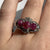 Ruby Cabochon & Diamond Bespoke Ornate Ring 18k 18ct White Gold - Size J